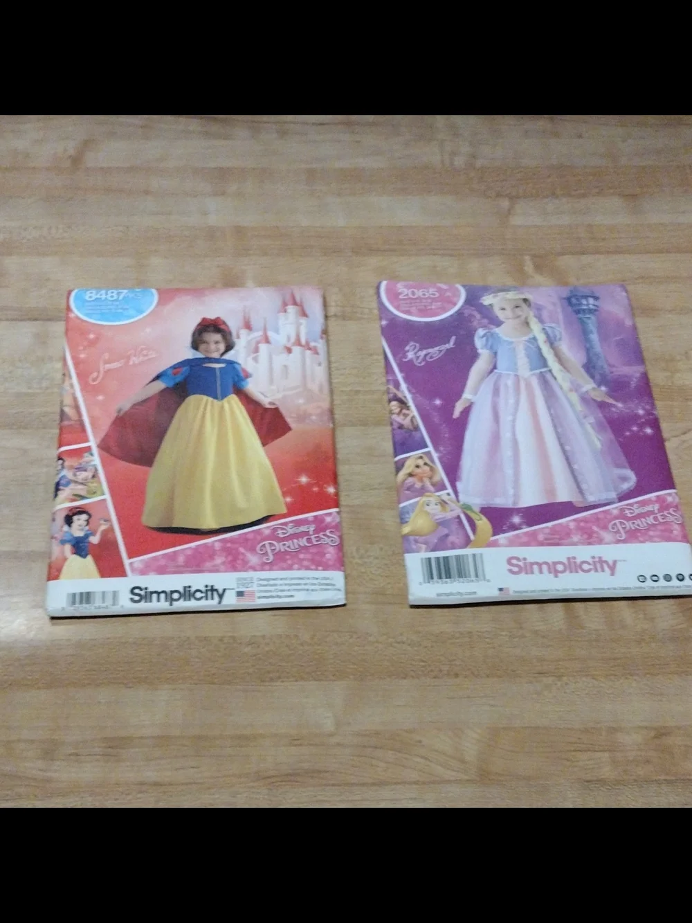 Lot of 2 Simplicity Disney Princess Costume Patterns Snow White & Rapunzel OOP
